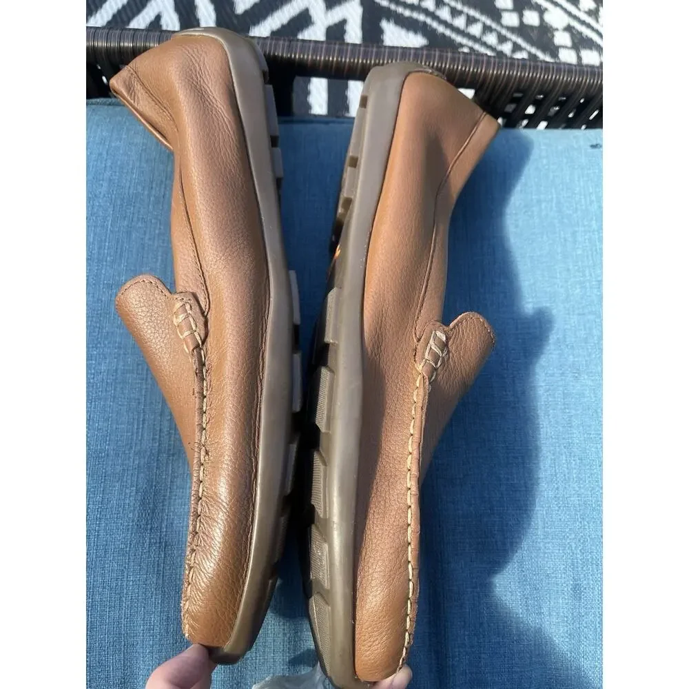 Tommy Bahama Men’s Orion Tan Brown Leather Loafers Shoes 14D Driving Casual